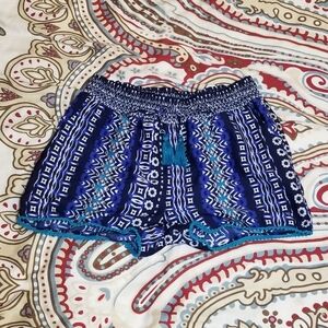 Dark Blue and Turquoise Boho Tassel Shorts